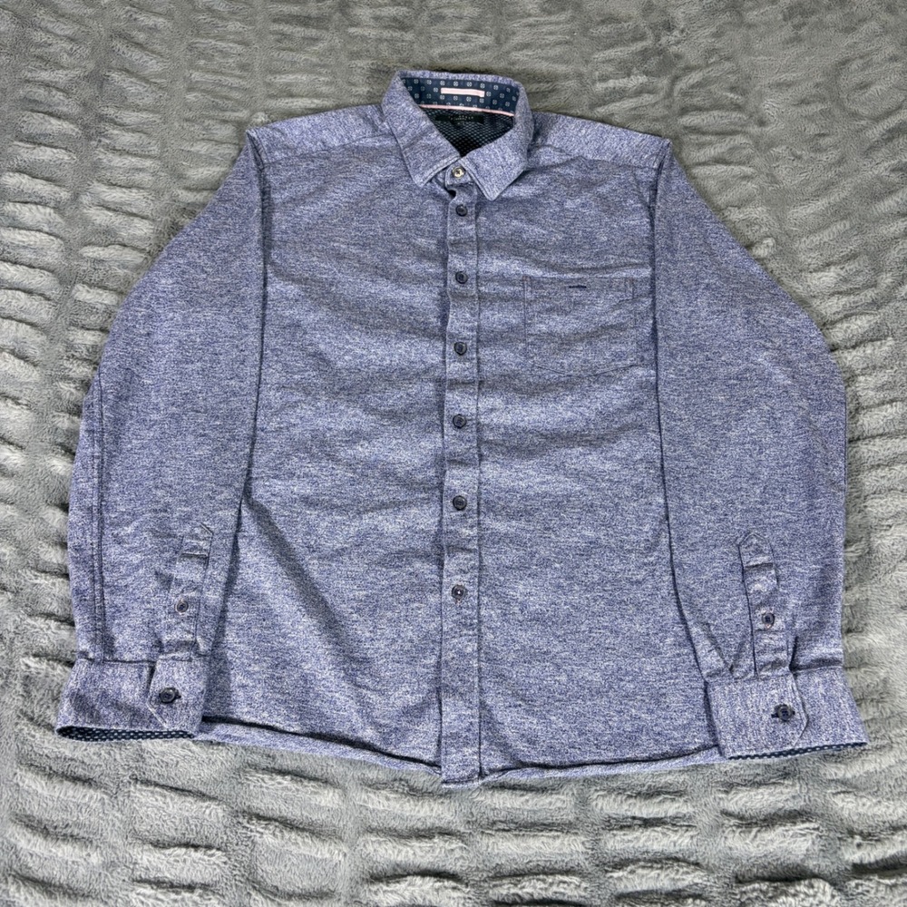 Ted Baker London Mens Size 6 Blue Heathered Soft Cotton Button Up Shirt AT203